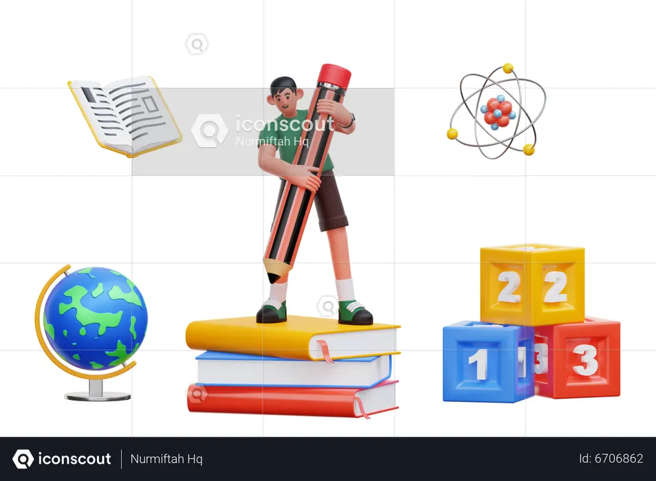 Student holding pencil  3D Icon