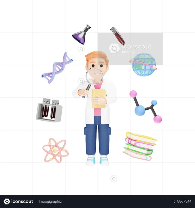 Student is actively participating in science projects  3D Icon