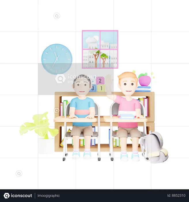 Student is attending class to gain knowledge  3D Icon
