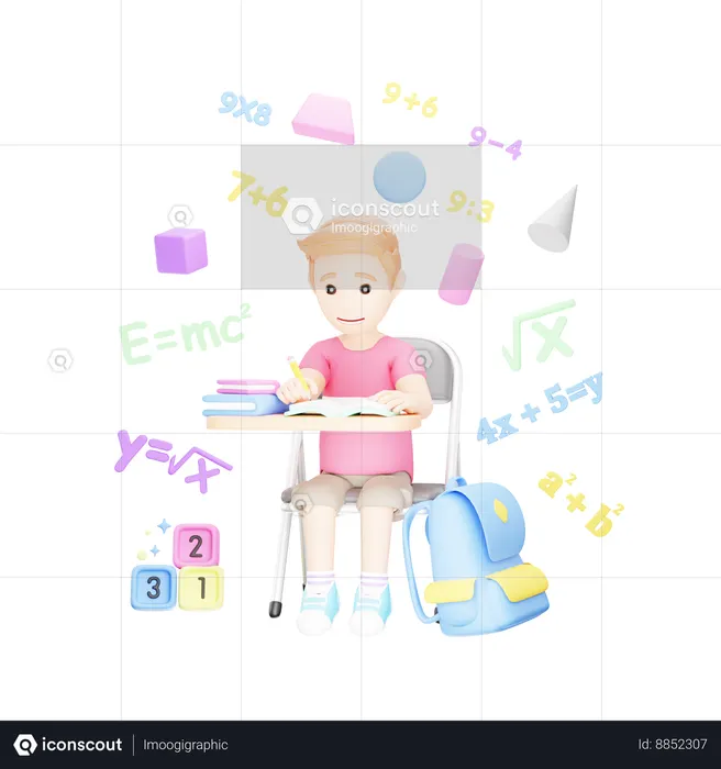 Student is totally confused in solving mathematical equations  3D Icon