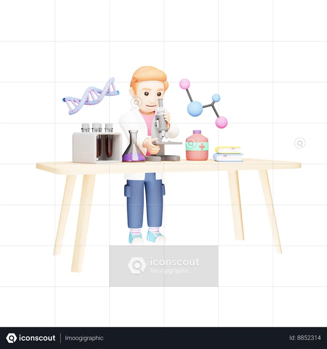 Student performing lab experiments  3D Illustration