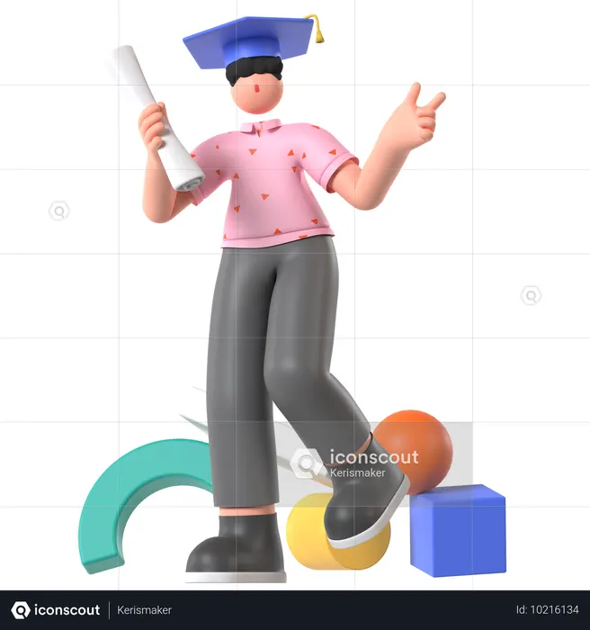 Student secures Graduation degree  3D Icon