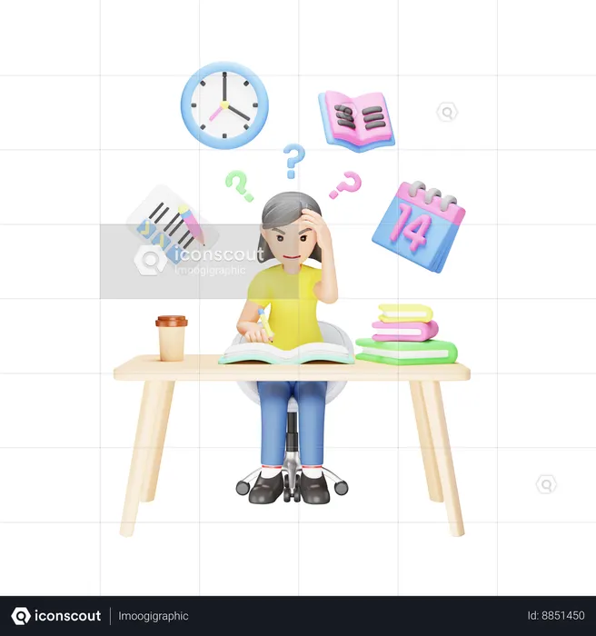 Student Stressed Out due to exam pressure  3D Illustration