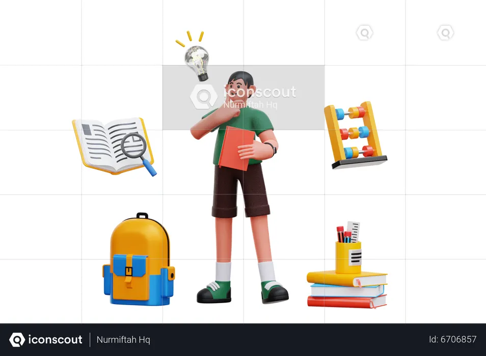 Student thinking about education  3D Illustration