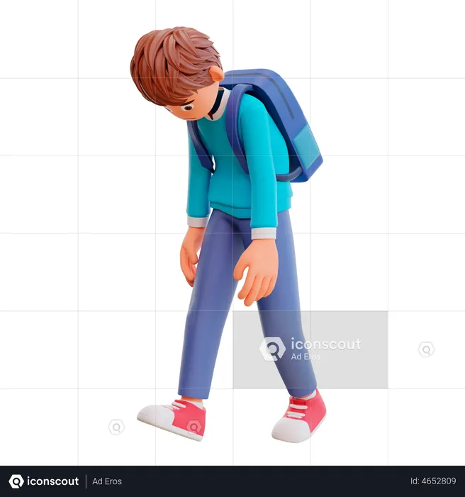 Student walk limp  3D Illustration