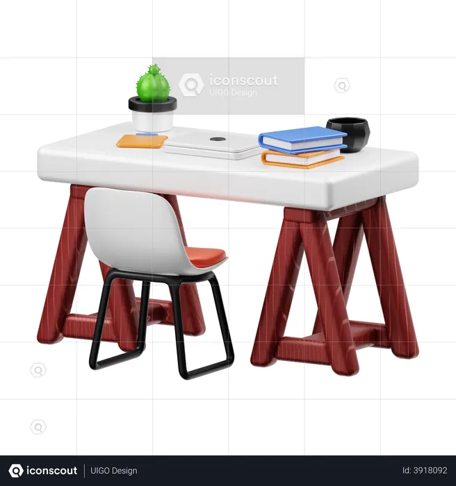 Study Desk  3D Illustration
