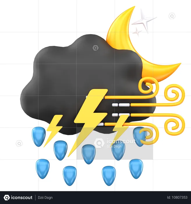Stürmische Mitternacht mit Wind  3D Icon