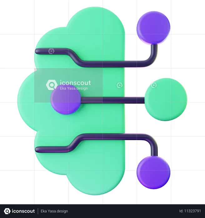 Stylish Cloud-Based Data Flow Icon  3D Icon