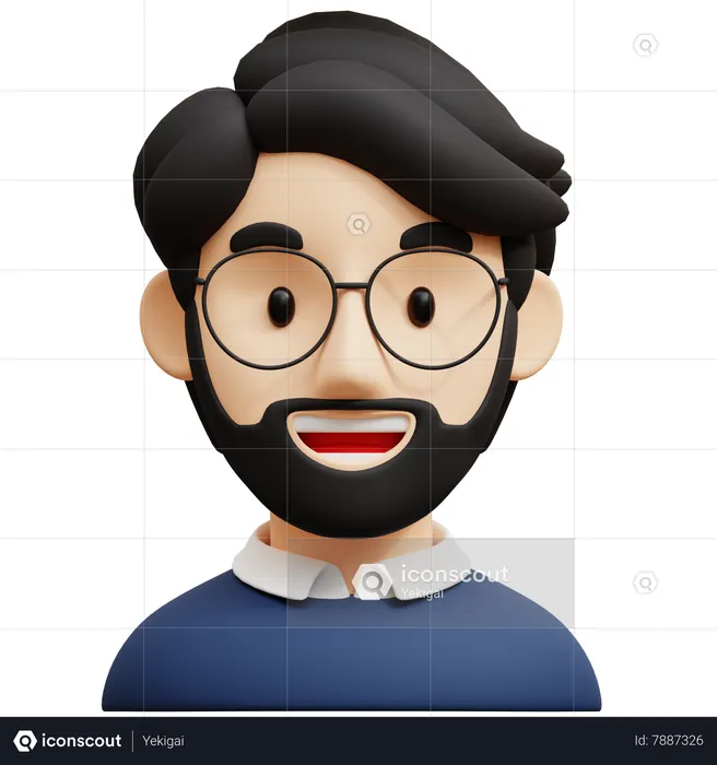 Stylish Spectacles Guy  3D Icon