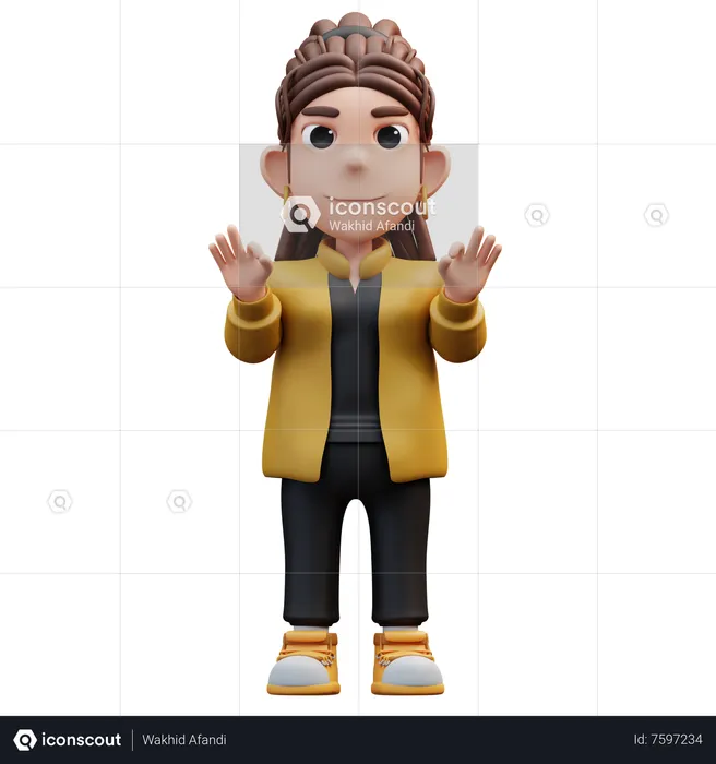 Stylist Girl Standing With Two Hands Thumbs Up Gesture  3D Illustration