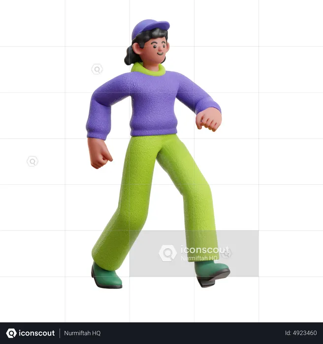 Stylist Girl walking  3D Illustration