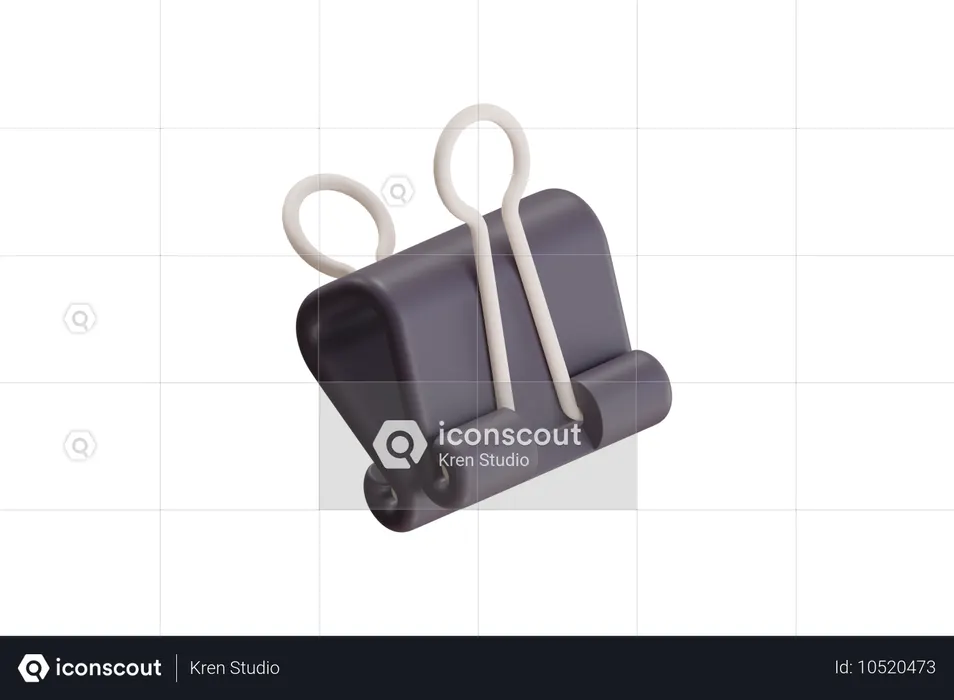 Stylized Black Paper Clip  3D Icon