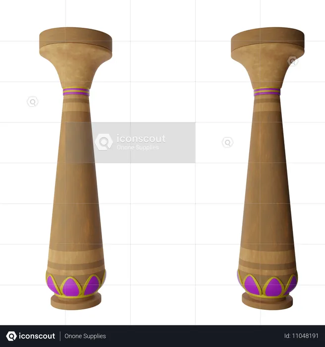 Stylized Egyptian Pillar  3D Icon