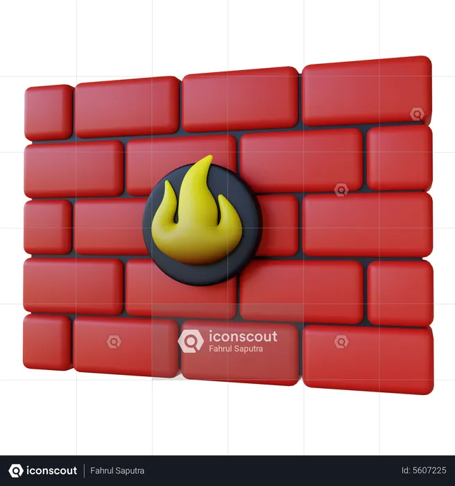 Stylized Firewall Protection  3D Illustration
