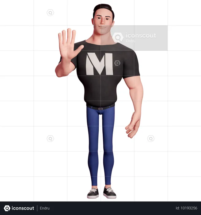 Stylized Man With Greeting Gesture  3D Illustration