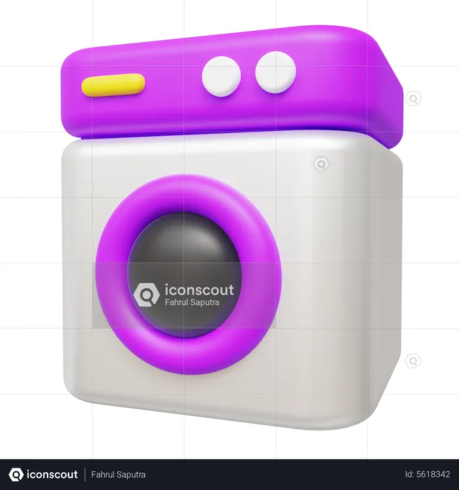 Stylized Washing Machine  3D Icon
