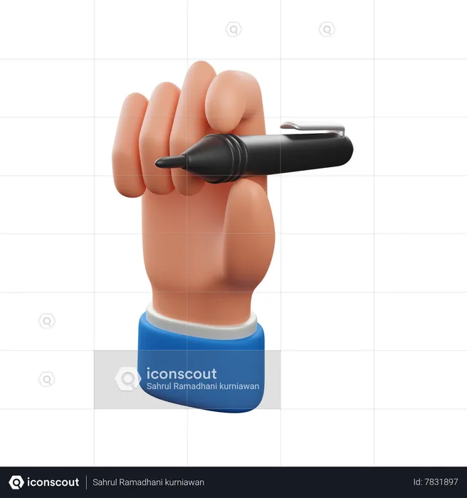 Main tenant un stylo à bille  3D Icon