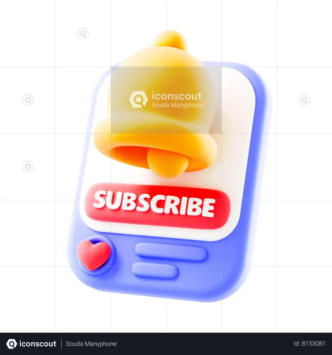 Subscribe Bell Notification  3D Icon