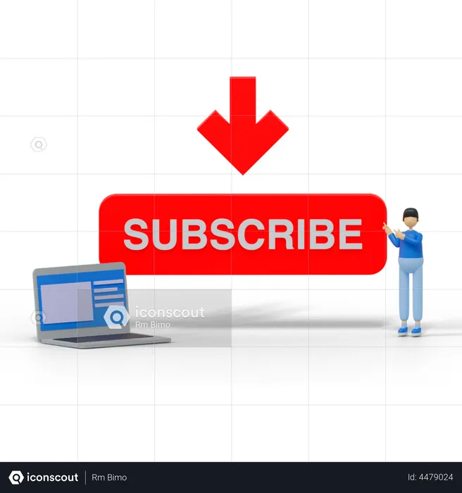 Subscribe in video channel  3D Illustration