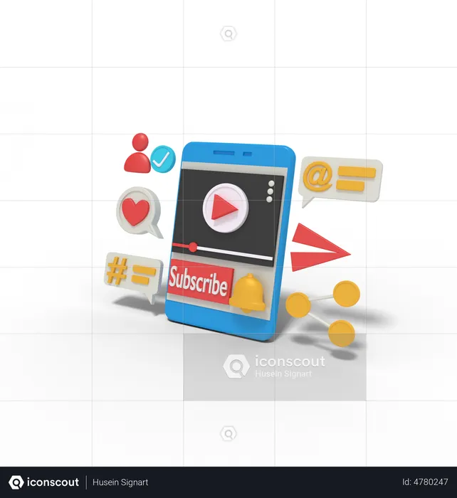 Subscribe video on phone  3D Illustration