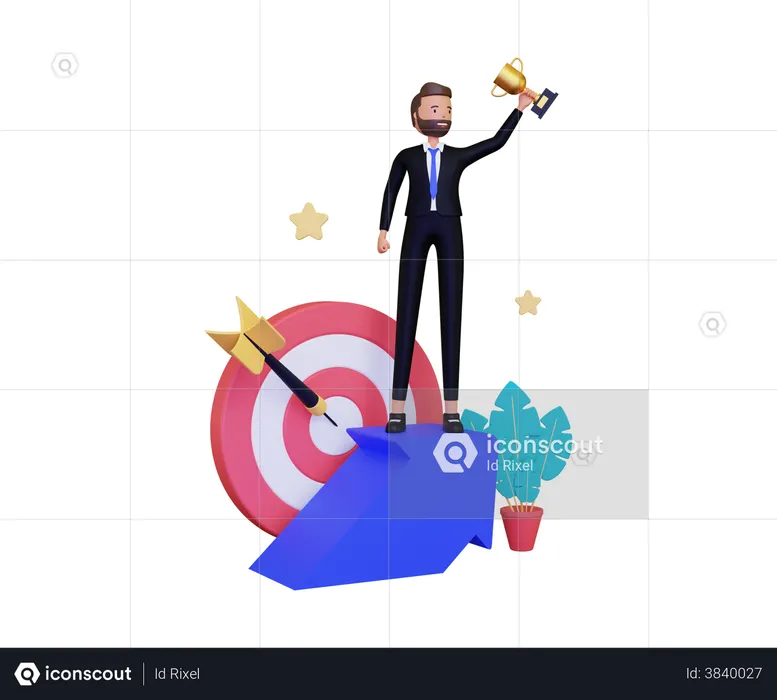 Successful Business Achievement  3D Illustration