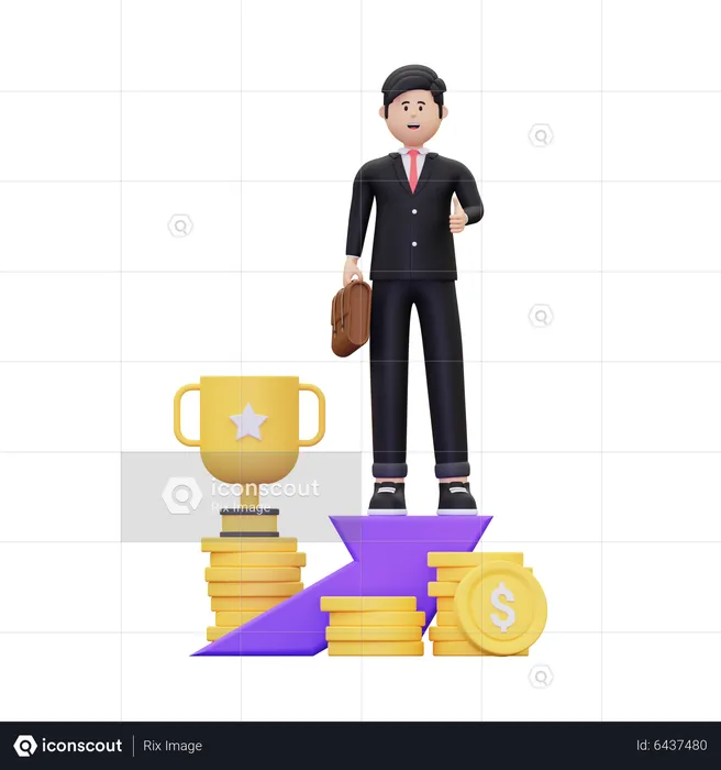 Successful Business Achievement  3D Illustration
