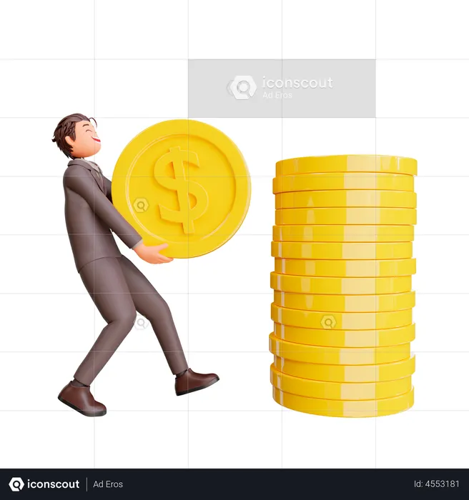 Successful Businessman carrying dollar  3D Illustration
