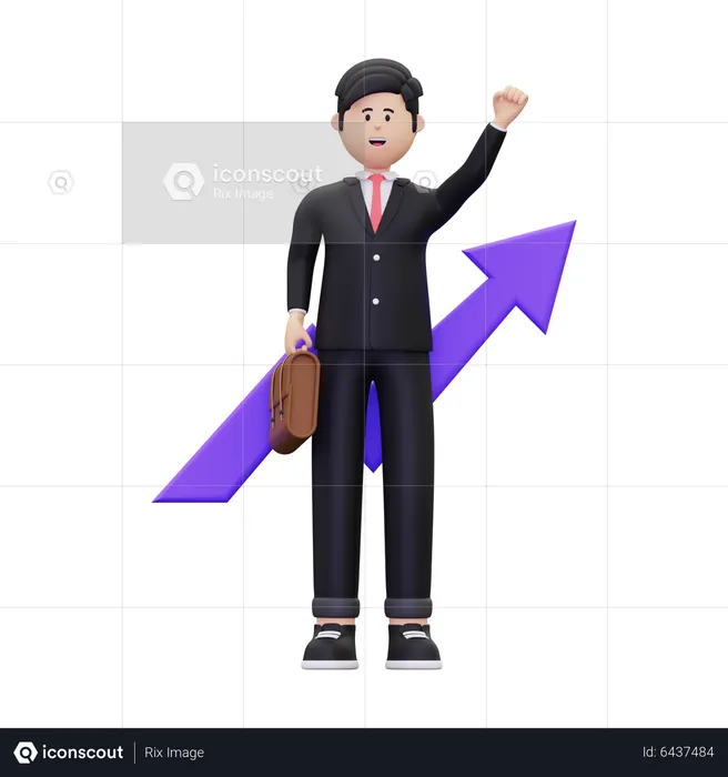 Successful Businessman Growing More  3D Illustration