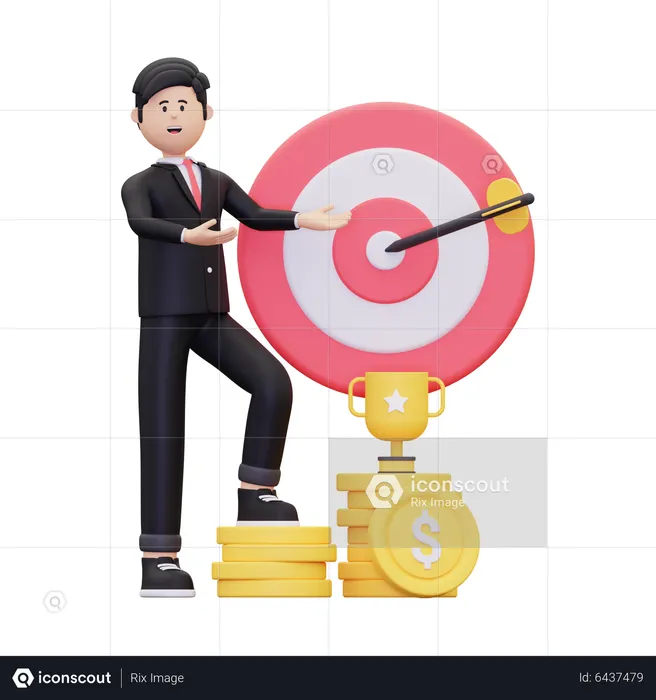 Successful Businessman With Achievement  3D Illustration