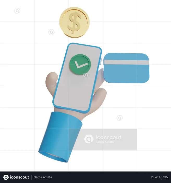 Successful Card Payment  3D Illustration