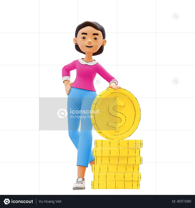 Successful Female Investor  3D Illustration