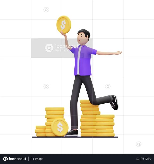 Successful Investor Doing Investment  3D Illustration