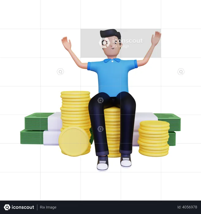 Successful Male Investor  3D Illustration