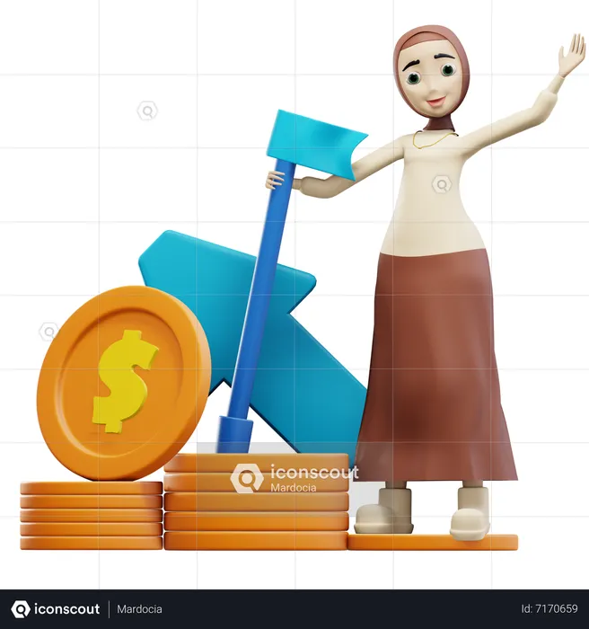 Successful muslim woman  3D Illustration