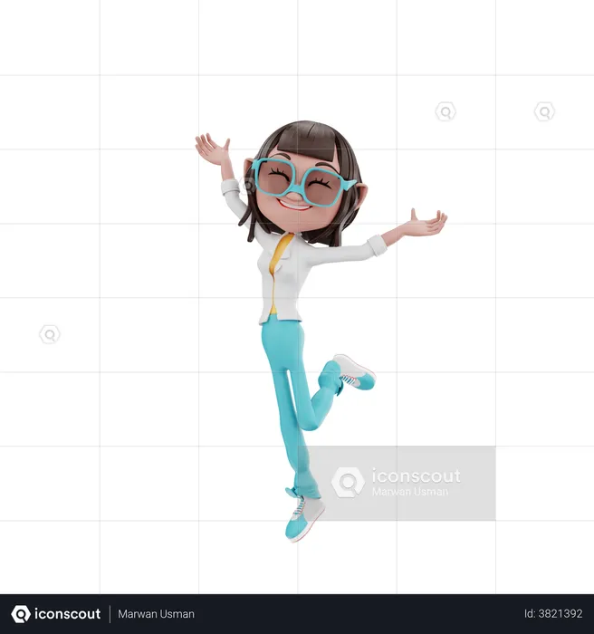 Successful woman doing dance  3D Illustration