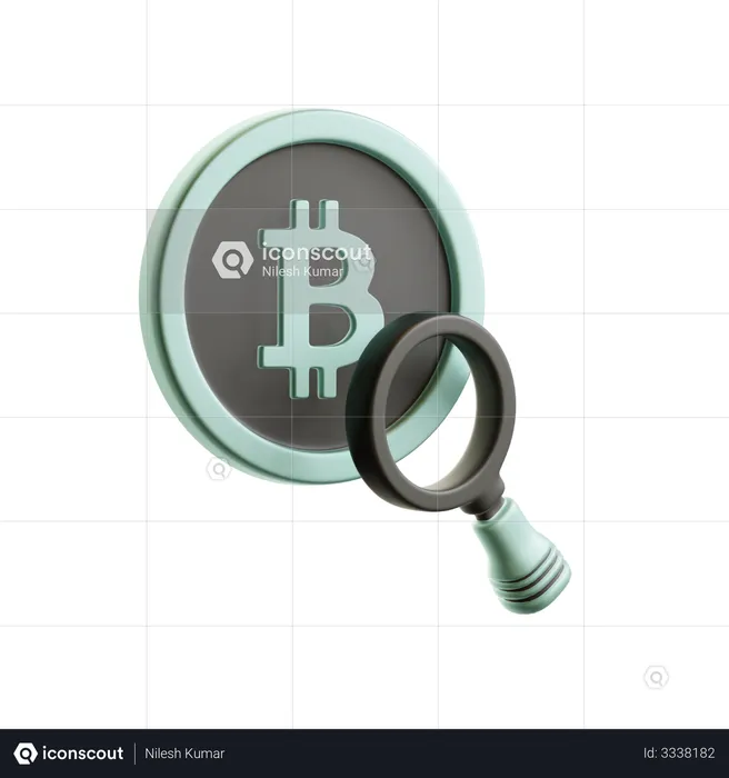 Suche nach Bitcoin  3D Illustration