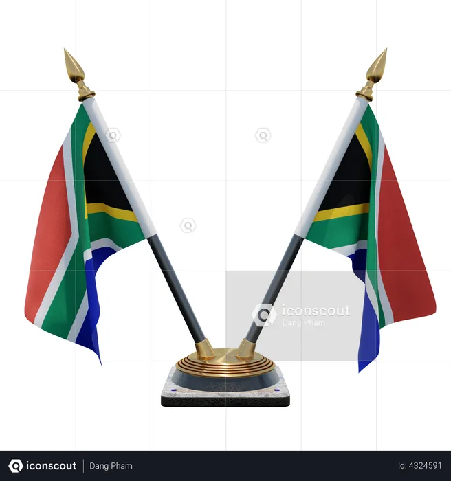 Soporte de bandera de doble escritorio de Sudáfrica Flag 3D Flag