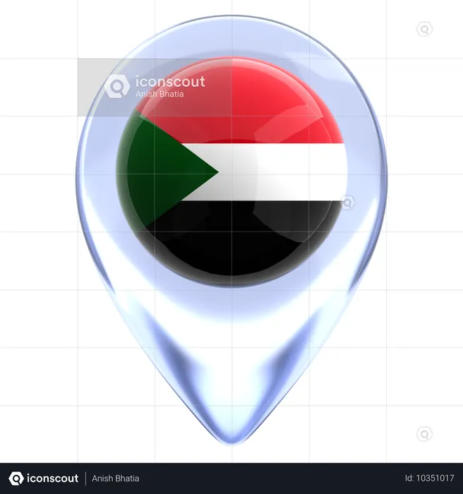 Sudan Flag 3D Icon