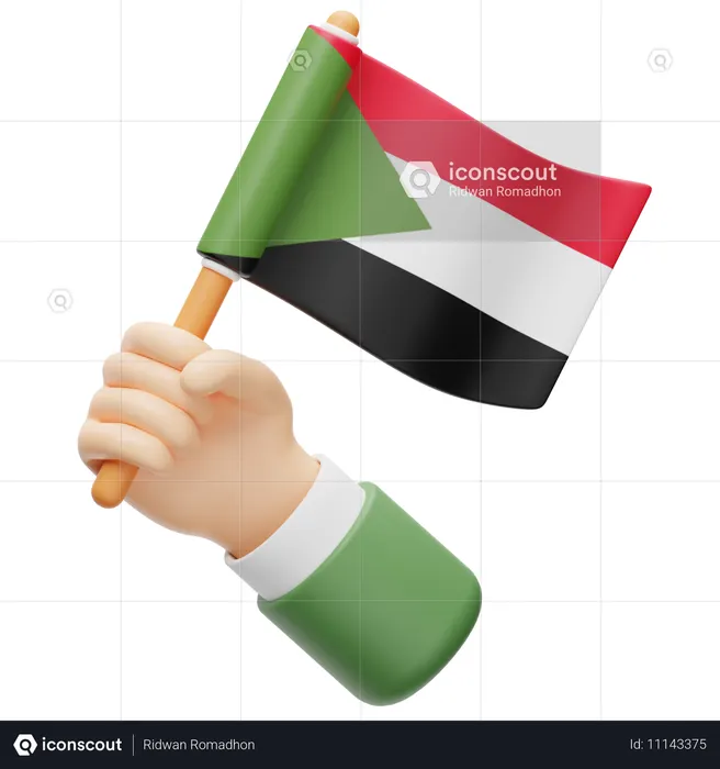 Sudan flag in hand Flag 3D Icon