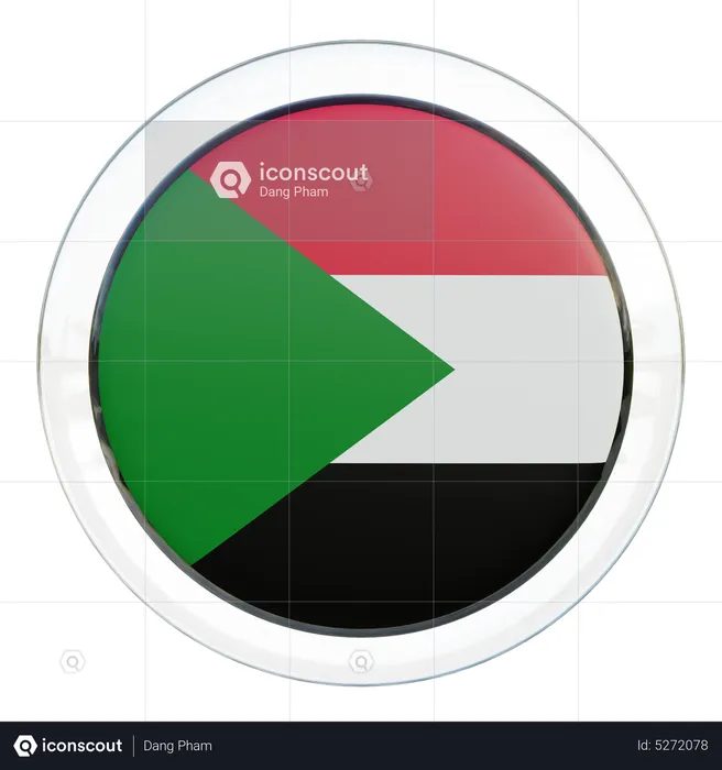 Sudan Round Flag Flag 3D Icon