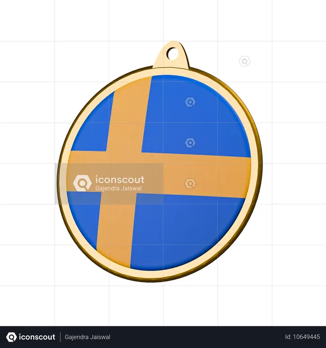 Insigne de médaille du drapeau suédois Flag 3D Icon