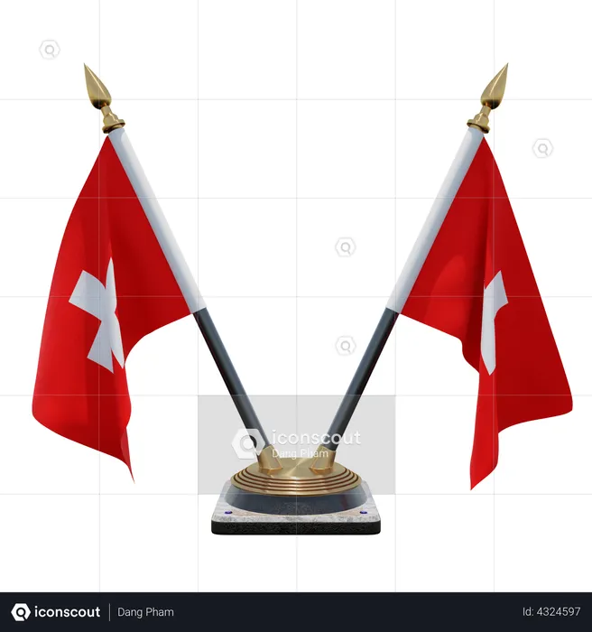 Porte-drapeau double bureau suisse Flag 3D Flag