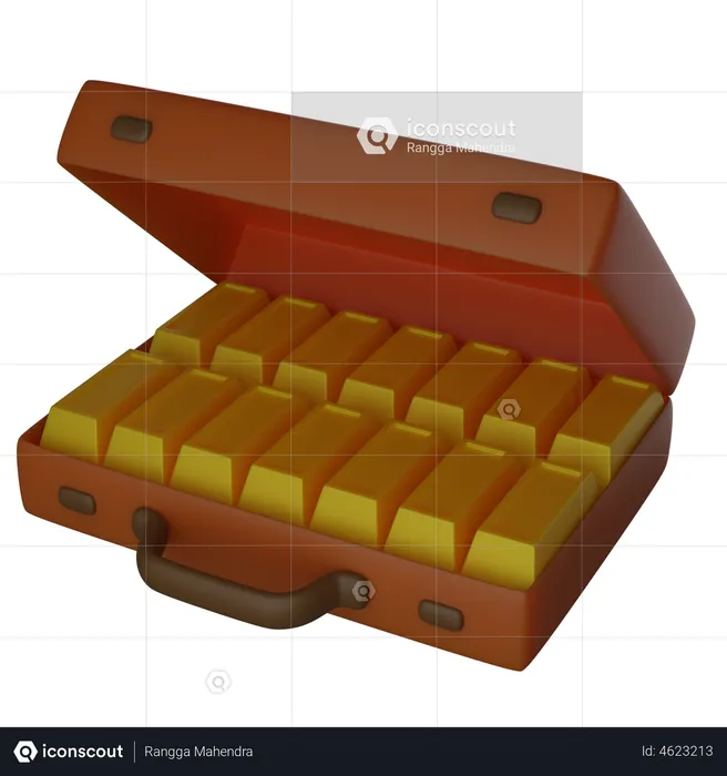Suitcase full of gold bars  3D Illustration