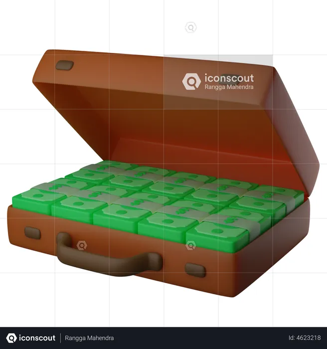 Suitcase With Cash  3D Illustration