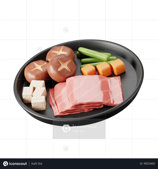 Cuisine japonaise Sukiyaki  3D Icon