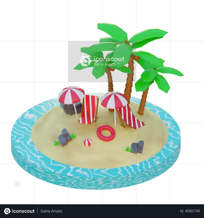 Summer Beach  3D Illustration
