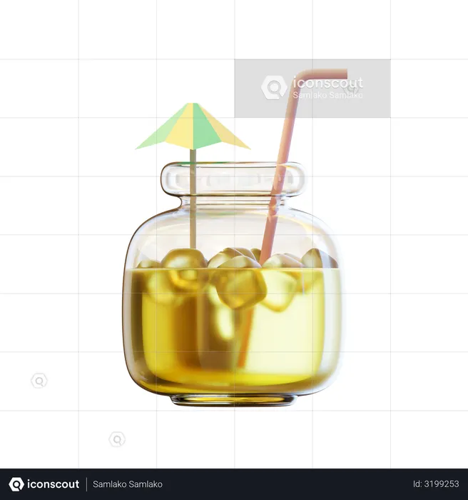Summer Beverage In Jar  3D Illustration