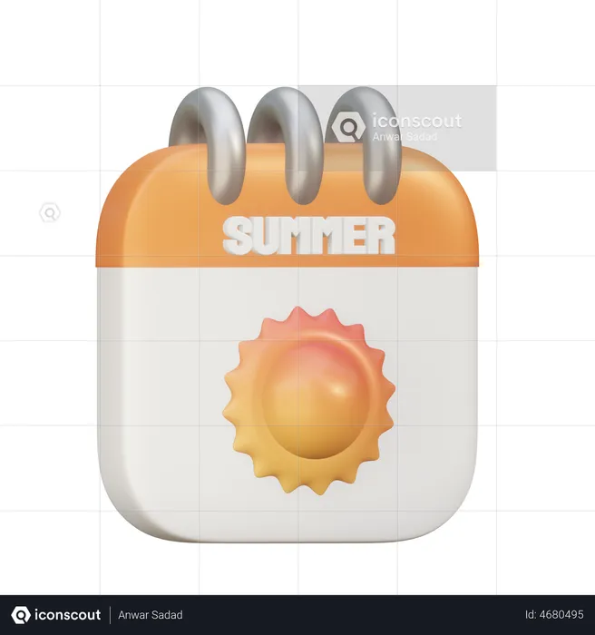 Summer Calendar  3D Illustration