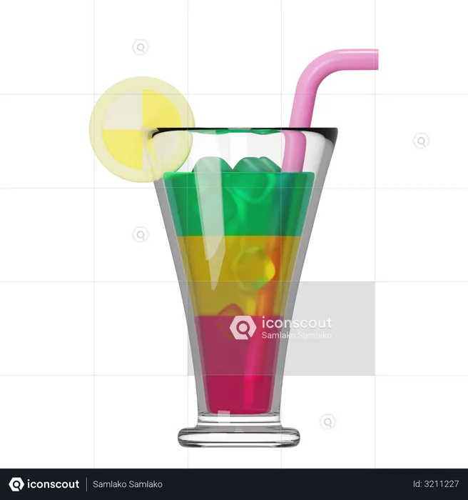 Summer Highball Cocktail  3D Illustration