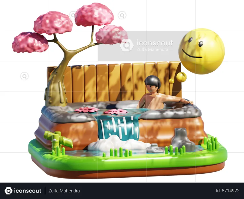 Summer Hot Spring  3D Illustration